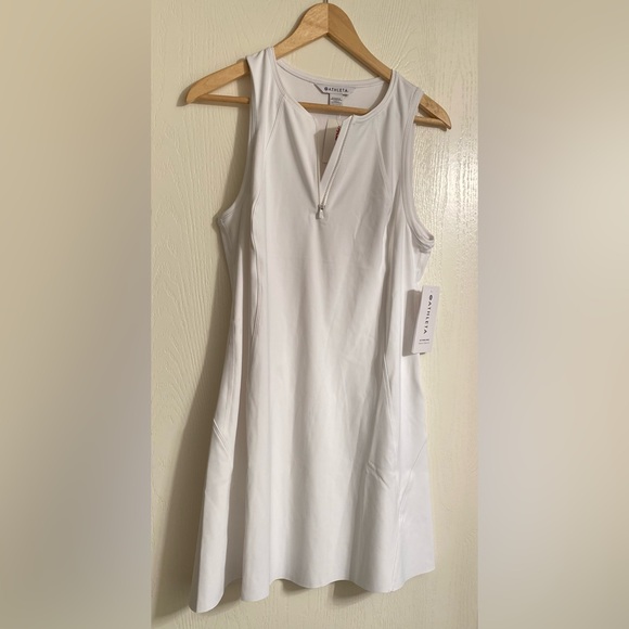 Athleta Ace Tennis Front Zip-Down Dress Spandex White Women Size Medium NWT - Picture 3 of 15
